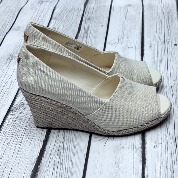 TOMS Women's Michelle Wedge Sandal, Natural Sparkle Size 9.5 - Picture 5 of 9